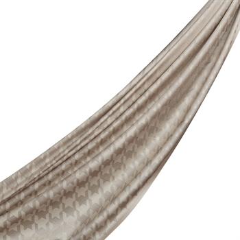 İpekevi Kazayağı Desenli Pamuk İpek Şal - Kum Beji