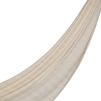 İpekevi Kazayağı Desenli Pamuk İpek Şal - Krem