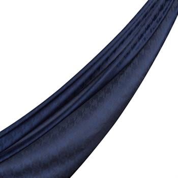 İpekevi Kazayağı Desenli Pamuk İpek Şal - Lacivert