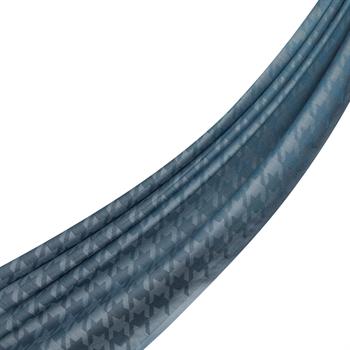 İpekevi Kazayağı Desenli Pamuk İpek Şal - Metalik Mavi