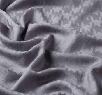 İpekevi Kazayağı Desenli Yün İpek Şal - Füme