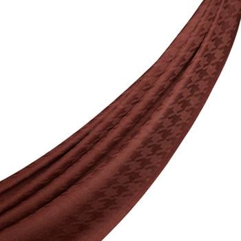 İpekevi Kazayağı Desenli Yün İpek Şal - Acı Kahve