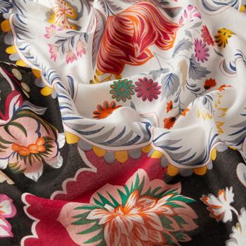 İpekevi Modal Pamuk Şal - Taç Yaprak - Siyah