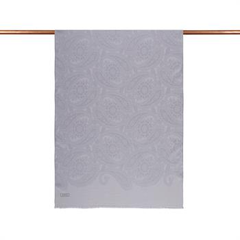 İpekevi Monogram Şal - Gökgülü Desenli - Buz Beyazı