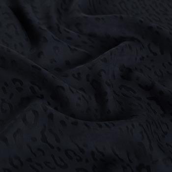 İpekevi Monogram Şal - Leopar Desenli - Lacivert