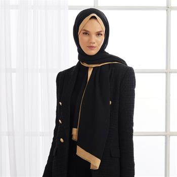 İpekevi Monogram Şal - Siyah Bej