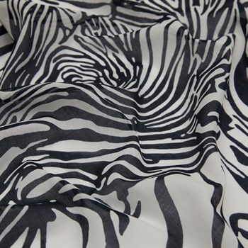 İpekevi Pamuk Eşarp - Zebra Desenli - Siyah Beyaz