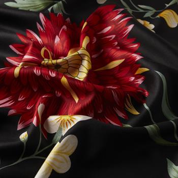 İpekevi Desenli İpek Şal - Siona Desenli - Siyah