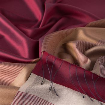 İpekevi Tek Taraflı İpek Şal - Elitist Çizgili - Bordo