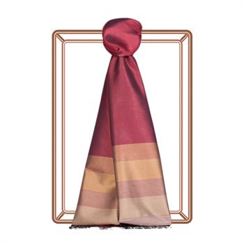 İpekevi Tek Taraflı İpek Şal - Elitist Çizgili - Bordo