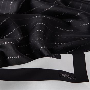İpekevi Twill İpek Eşarp - Çizgili Signature - Siyah Beyaz
