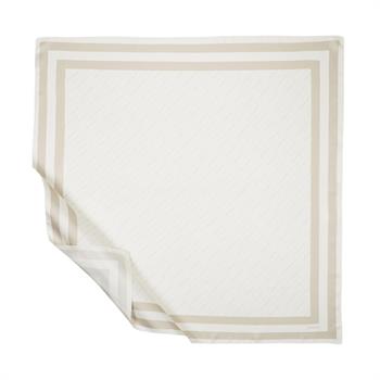 İpekevi Twill İpek Eşarp - Çizgili Signature - Açık Krem