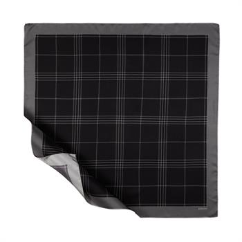 İpekevi Twill İpek Eşarp - Highlander Ekose Desenli - Siyah