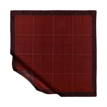 İpekevi Twill İpek Eşarp - Highlander Ekose Desenli - Bordo