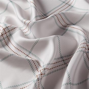 İpekevi Twill İpek Eşarp - Highlander Ekose Desenli - Vizon