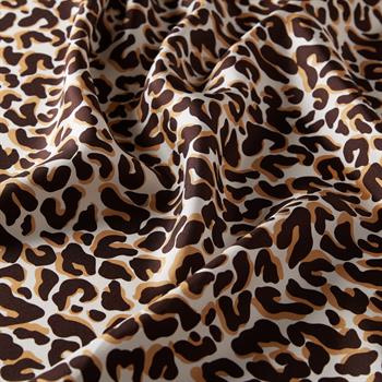 İpekevi Twill İpek Eşarp - Leopar Desenli - Kahve