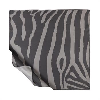 İpekevi Twill İpek Eşarp - Makro Zebra Desenli - Füme