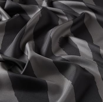 İpekevi Twill İpek Eşarp - Makro Zebra Desenli - Füme