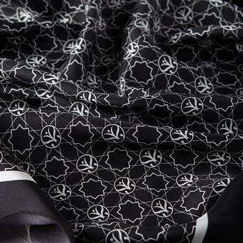 İpekevi Twill İpek Eşarp - Mini Seljuk - Siyah Beyaz