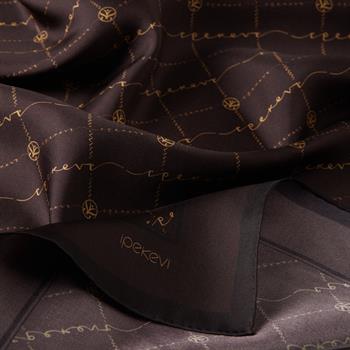İpekevi Twill İpek Eşarp - Monogram - Kahve Gold