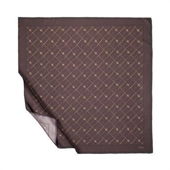 İpekevi Twill İpek Eşarp - Monogram - Kahve Gold