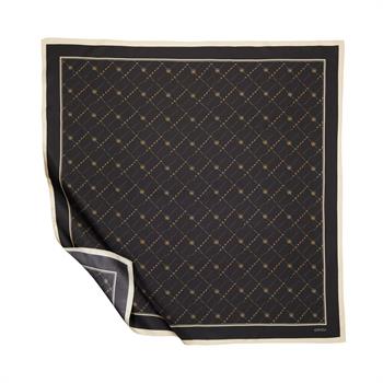 İpekevi Twill İpek Eşarp - Monogram - Siyah Gold