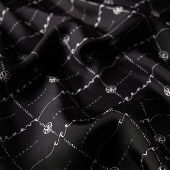İpekevi Twill İpek Eşarp - Monogram - Siyah Beyaz