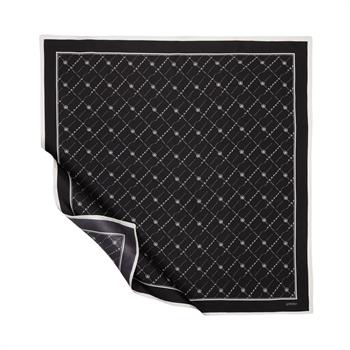 İpekevi Twill İpek Eşarp - Monogram - Siyah Beyaz