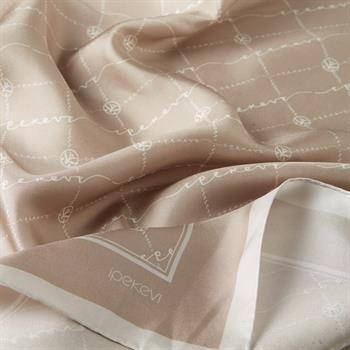 İpekevi Twill İpek Eşarp - Monogram - Vizon