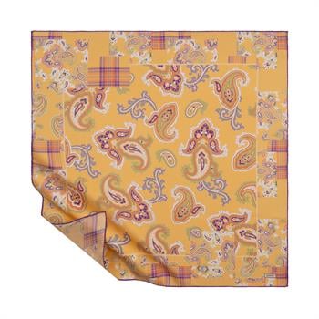 İpekevi Twill İpek Eşarp - Patchwork Desenli - Sarı