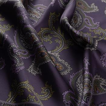 İpekevi Twill İpek Eşarp - Patchwork Desenli - Koyu Mor