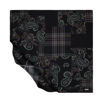 İpekevi Twill İpek Eşarp - Patchwork Desenli - Antrasit