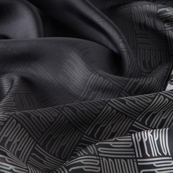 İpekevi Twill İpek Eşarp - Qufi Pattern - Siyah Beyaz