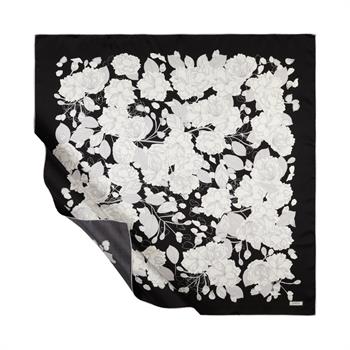 İpekevi Twill İpek Eşarp - Sakura Desenli - Siyah
