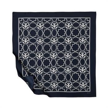 İpekevi Twill İpek Eşarp - Seljuk Monogram - Lacivert