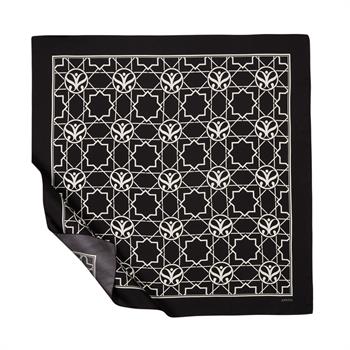 İpekevi Twill İpek Eşarp - Seljuk Monogram - Siyah Beyaz