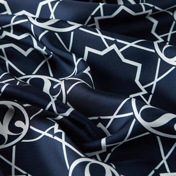 İpekevi Twill İpek Eşarp - Seljuk Monogram - Lacivert