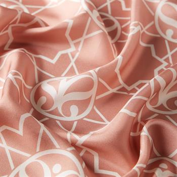 İpekevi Twill İpek Eşarp - Seljuk Monogram - Somon Beyaz