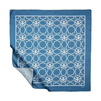 İpekevi Twill İpek Eşarp - Seljuk Monogram - Kot Mavi