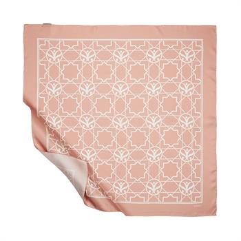 İpekevi Twill İpek Eşarp - Seljuk Monogram - Somon Beyaz