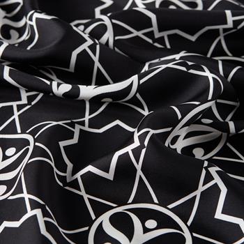 İpekevi Twill İpek Eşarp - Seljuk Monogram - Siyah Beyaz