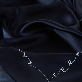 İpekevi Twill İpek Eşarp - Signature - Lacivert Beyaz