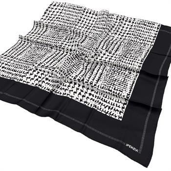 İpekevi Twill İpek Eşarp - Tweed Ekose - Siyah Beyaz
