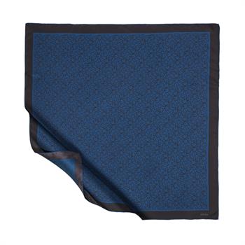 İpekevi Twill İpek Eşarp - Typo Monogram - Okyanus Mavi