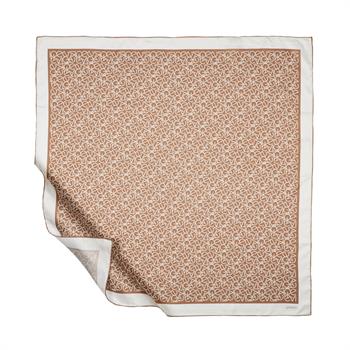 İpekevi Twill İpek Eşarp - Typo Monogram - Sütlü Kahve