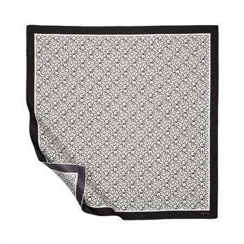 İpekevi Twill İpek Eşarp - Typo Monogram - Beyaz Siyah