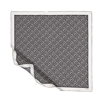 İpekevi Twill İpek Eşarp - Typo Monogram - Siyah Beyaz