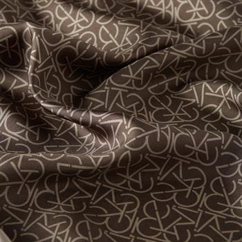 İpekevi Twill İpek Eşarp - Typo Monogram - Kahverengi