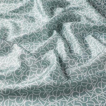 İpekevi Twill İpek Eşarp - Typo Monogram - Su Yeşili