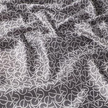İpekevi Twill İpek Eşarp - Typo Monogram - Füme